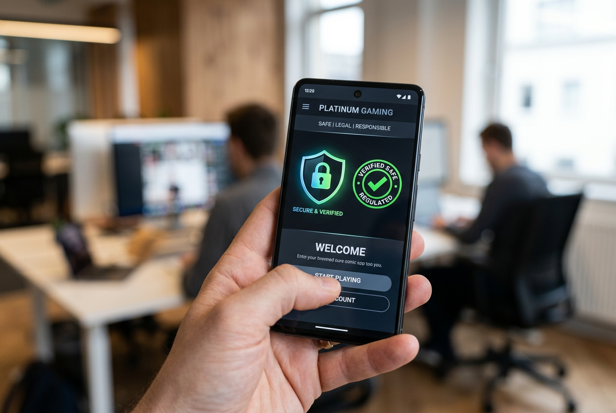 Mobile phone screen showing a security shield icon